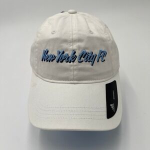 Adidas New York City FC Women White MLS Soccer Script Adjustable‎ Strapback Hat